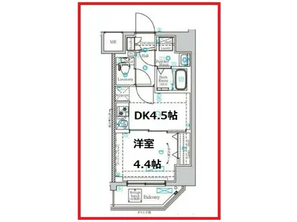 マインド両国(1DK/8階)の間取り写真