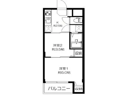 ビッグ武蔵野ひばりが丘55期(2DK/2階)の間取り写真