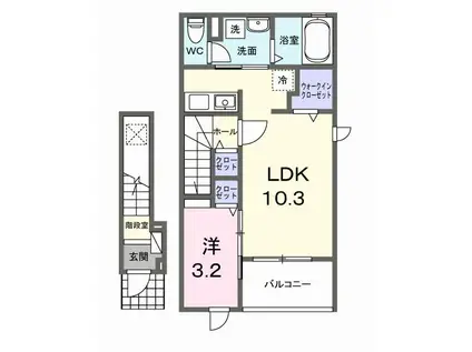 COWBELL COURT(1LDK/2階)の間取り写真
