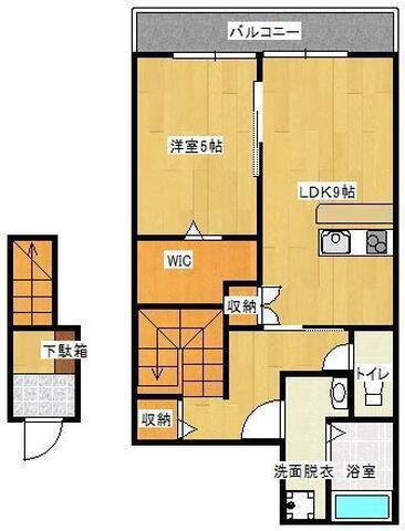 LOTUS石津中町(1LDK/2階)の間取り写真