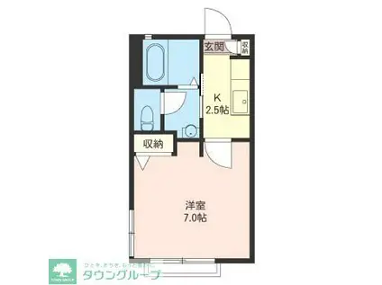 クレセント(1K/2階)の間取り写真