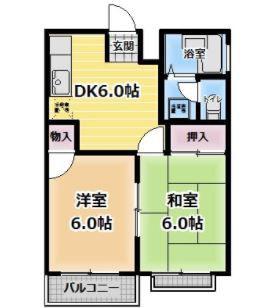 アーバン長根(2DK/1階)の間取り写真