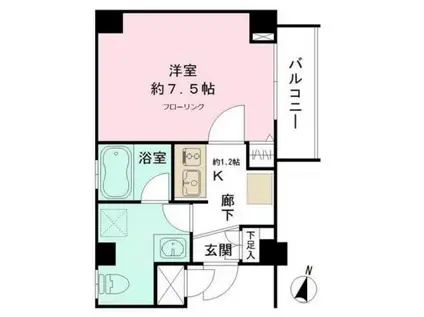 CYNTHIA代田橋III(1K/1階)の間取り写真