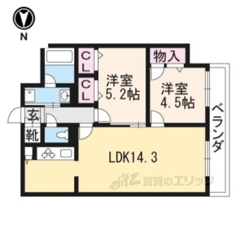 セントリヴィエ二条(2LDK/2階)の間取り写真