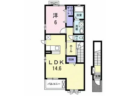 ニシルヴォバイン(1LDK/2階)の間取り写真