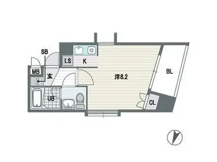 アクション別府1(ワンルーム/6階)の間取り写真