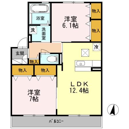 サンクレール(2LDK/1階)の間取り写真