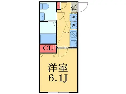 KEIAI RESIDENCE検見川(1K/2階)の間取り写真