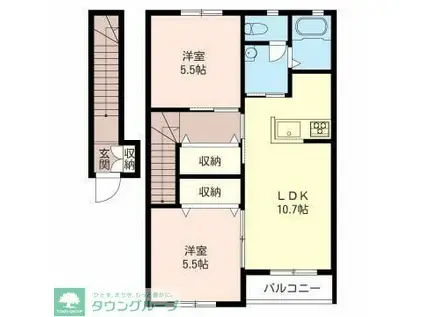 カーサ・フィオーレ(2LDK/2階)の間取り写真