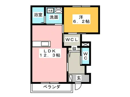 アレグラールN II(1LDK/1階)の間取り写真