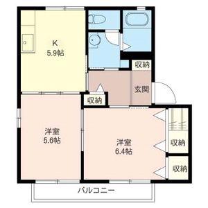 シャーメゾンしらさぎ C(2K/2階)の間取り写真