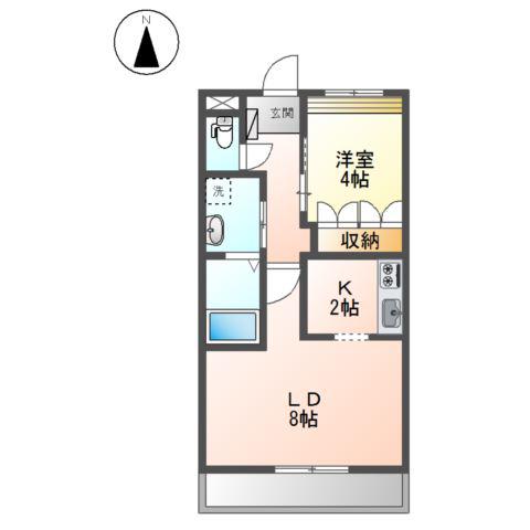 アドヴァンス・宇佐(1LDK/2階)の間取り写真