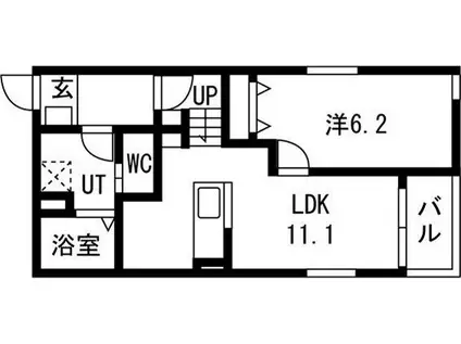 リヴェール元中野II(1LDK/1階)の間取り写真