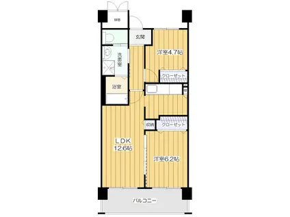 高優賃アメニティコート武庫之荘(2LDK/5階)の間取り写真