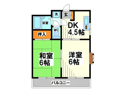 四谷マンションA 当社管理物件(2DK/2階)の間取り写真