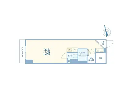 都営三田線 御成門駅 徒歩5分 室内洗濯機有 29平米(ワンルーム/2階)の間取り写真