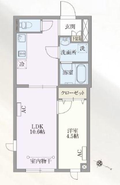 PASEO目黒(1LDK/4階)の間取り写真