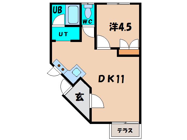 マンションギャザー(1DK/2階)の間取り写真