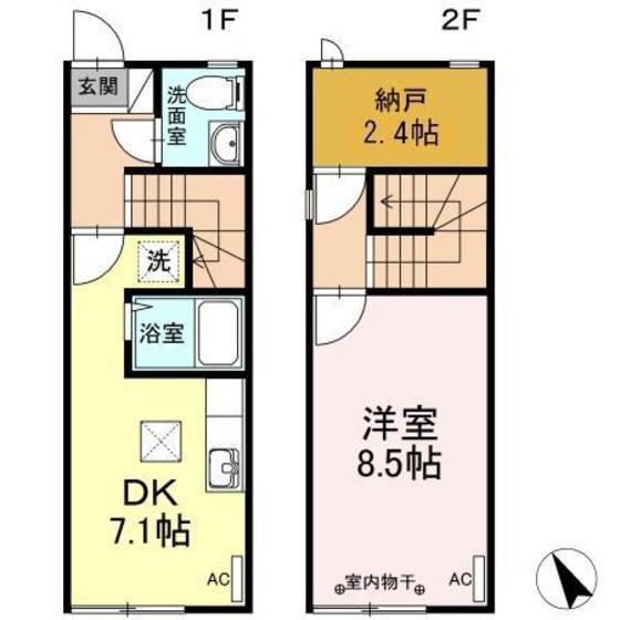 YSAP厨川A(1DK/1階)の間取り写真