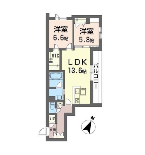 アンシャンテ(2LDK/1階)の間取り写真