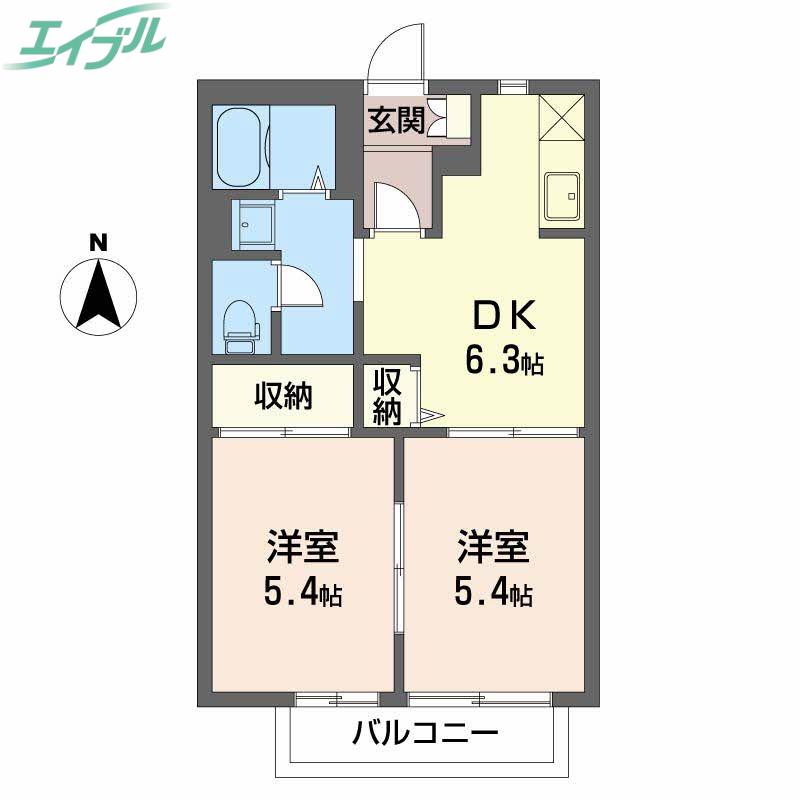 ソフィア 壱番館(2DK/1階)の間取り写真