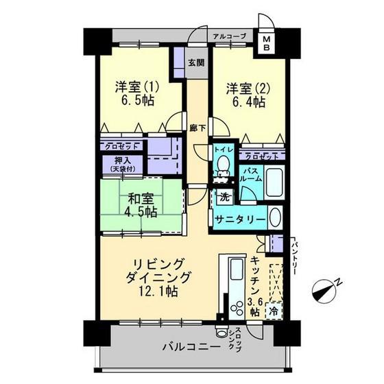 アルファステイツ国富II(3LDK/7階)の間取り写真