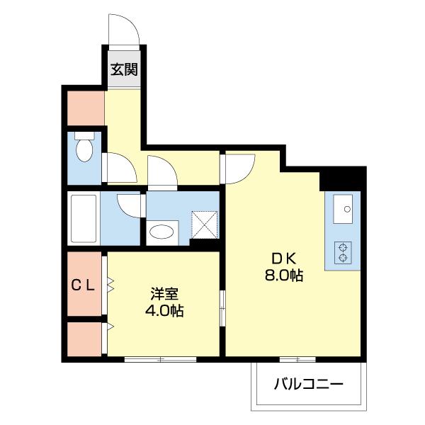 ライオンズマンション高田(1LDK/5階)の間取り写真