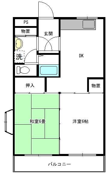 ジュネス喜多見(2DK/1階)の間取り写真
