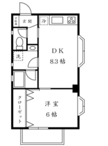 ヴァーチェ自由が丘(1DK/1階)の間取り写真