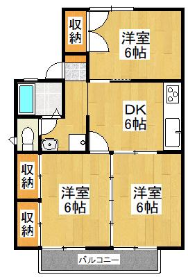 サニーハウス(3DK/2階)の間取り写真