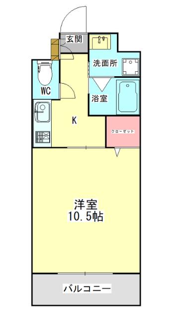 リシャール原水(1K/2階)の間取り写真