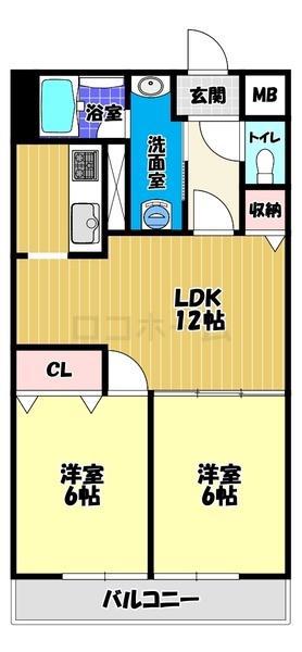 シィダーヴィレッジ(2LDK/6階)の間取り写真