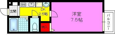 ソーレルヴァン(1K/1階)の間取り写真