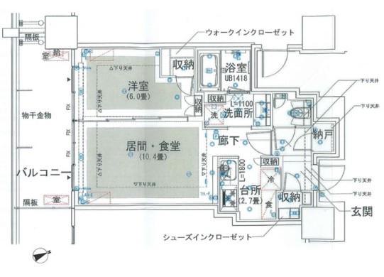 グランドシティタワー池袋(1LDK/11階)の間取り写真
