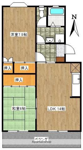 アベニュー井上II(2LDK/3階)の間取り写真