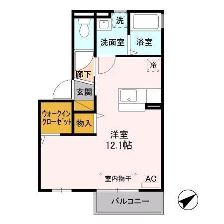 メゾンドシエル(ワンルーム/2階)の間取り写真