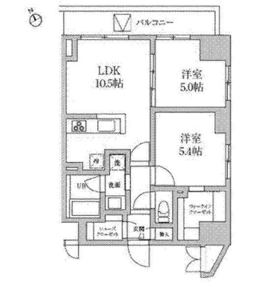 レジディア日本橋馬喰町II(2LDK/9階)の間取り写真