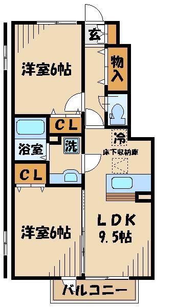 サンモール豊田(2DK/1階)の間取り写真