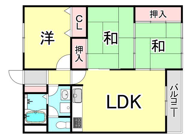 リョウジュ名次(3LDK/3階)の間取り写真