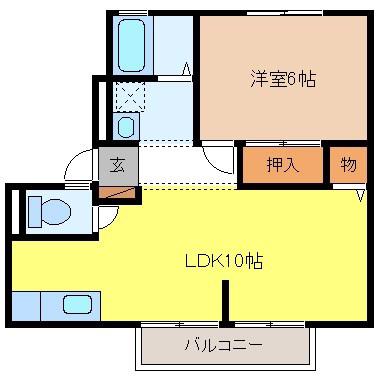 アーバンフラッツ(1LDK/1階)の間取り写真