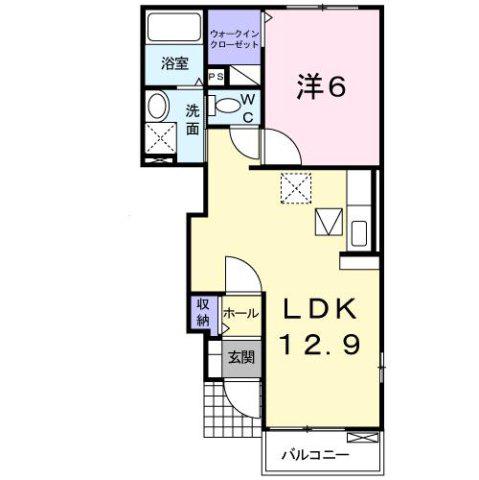 GREENVILLA B(1LDK/1階)の間取り写真