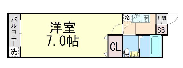 深江18(1K/1階)の間取り写真