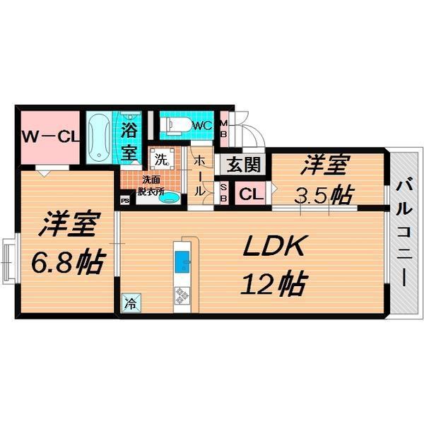 プロスペリタ(2LDK/3階)の間取り写真