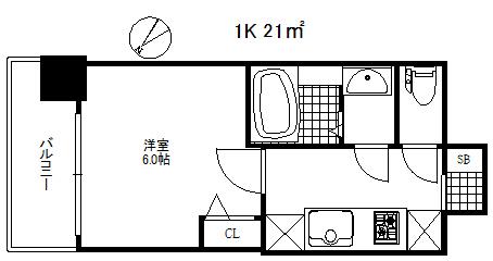 プレサンス神戸ティアラ(1K/5階)の間取り写真
