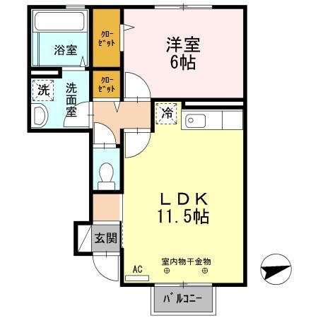 ウエストパレス2101(1LDK/1階)の間取り写真