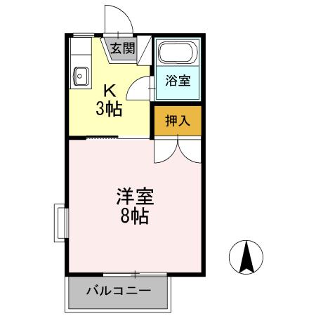 シーサイドハイツ松井A(1K/2階)の間取り写真