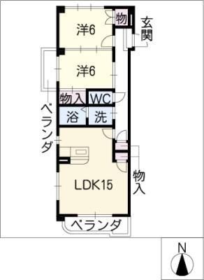 サンライズ伊東(2LDK/7階)の間取り写真