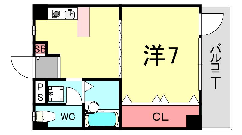 リッジヴィラ魚崎(1DK/3階)の間取り写真