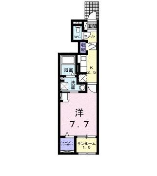 アパイサント(1K/1階)の間取り写真