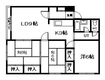 サンハイツB(3LDK/2階)の間取り写真